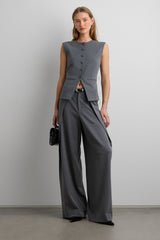 HIGH NECKLINE BUTTON UP VEST