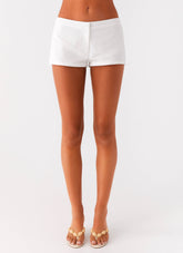 Coastline Cotton Micro Mini Shorts - White