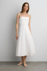 LINEN BLEND MIDI DRESS
