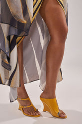 AKIRA GOLD GINO MUSTARD CROC WEDGE SANDAL