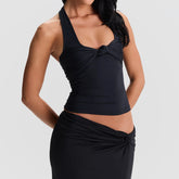 Knot Front Halter Crop Top