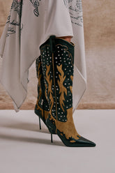 AKIRA GOLD KALPANAS BLACK MULTI STILETTO WESTERN BOOT