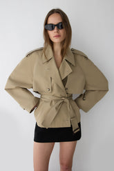 NEW SHORT BELTED TRENCH COAT
