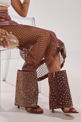 AKIRA GOLD RAYSSA BURNT ORANGE GOLD HARDWARE EMBELLISHED STILETTO SANDAL