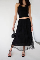 SHEER LACE TIERED MAXI SKIRT