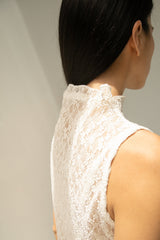 LACE MOCKNECK TANK TOP WITH BOWS