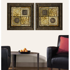Artifact MudCloth Framed Art Set Installed in Living Room Above Chair