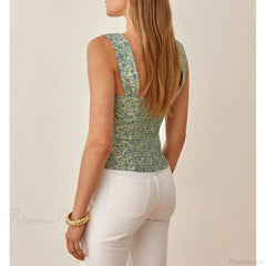 Boho Beach Vacation Floral Sweetheart Wide Strap Sleeveless Slim Crop Top