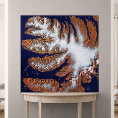 48x48 inch Fjords Satellite Decal Installed Above Console Table