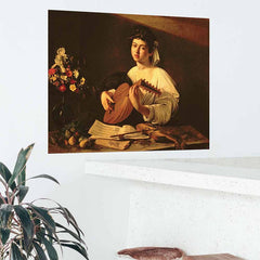 28x36 The Lute Player Decal Installed Above Counter