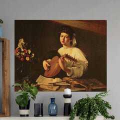 35.5x48 The Lute Player Decal Installed Above Fireplace