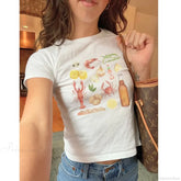 Cray Printed Gothic Crop Top T-shirt