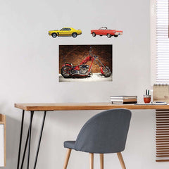 24 inch Custom Flame Red Chopped Decal installed above a desk and chair
