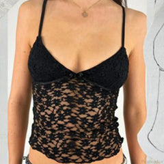 Fairy Floral Lace Mesh V Neck Crop Top