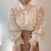 Flower Lace Patchwork Petal Sleeve Blouse