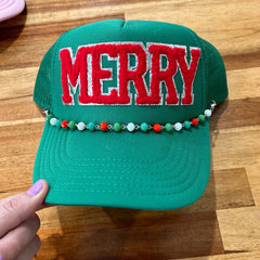 Iridescent Christmas Beaded Trucker Hat Chain