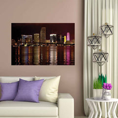 32x48 inch Night Miami Decal Installed Above Sofa