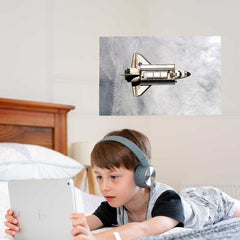 24 inch Orbiting Endeavor Above Cloud Cover Wall Decal Installed in Boys Room