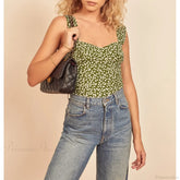 Polka Dot Sweetheart Neck Smocked Sleeveless Fitted Crop Top