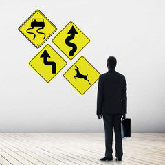 36 inch Slippery When Wet Road Sign Wall Decal Installed on Wall
