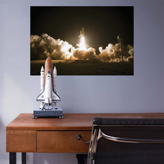 32x48 inch Space Shuttle Launch Poster Installed Above Desk
