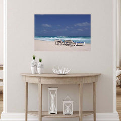 36 inch Paradise beach Poster Displayed Above Console Table