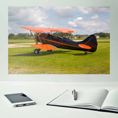 24 inch Vintage Biplane Wall Decal Installed Above Desk