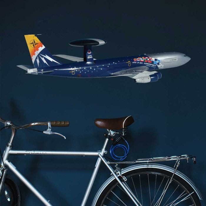 36 inch AWACS Radar Plane Wall Decal Installed in Bike Room