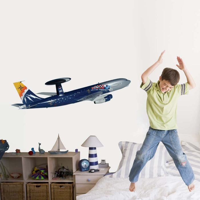 60 inch AWACS Radar Plane Wall Decal Installed in Boys Room