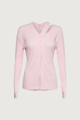 CUT OUT DETAIL BUTTON-FRONT CARDIGAN