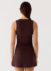 Cherry Sky Mini Dress - Chocolate