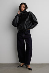 VEGAN LEATHER DOUBLE COLLAR BIKER JACKET