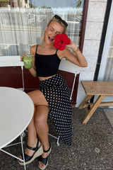 Khalea Black Polka Dot Hanky Hem Midi Skirt - PRE ORDER