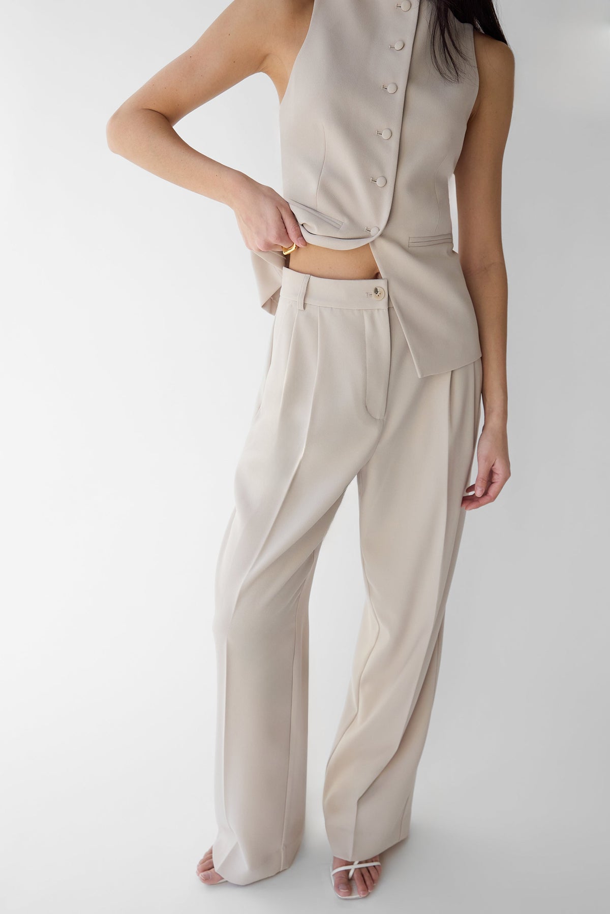 DOUBLE PLEATED WIDE LEG PANT