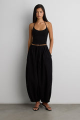 RELAXED BALLOON FIT COTTON PANTS