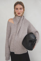 RIBBED SWEATER WITH SCARF