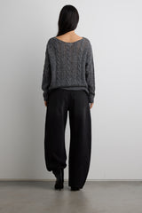 WOOL-BLEND CABLE KNIT SWEATER