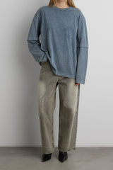 DOUBLE SLEEVE ACID WASH TEE