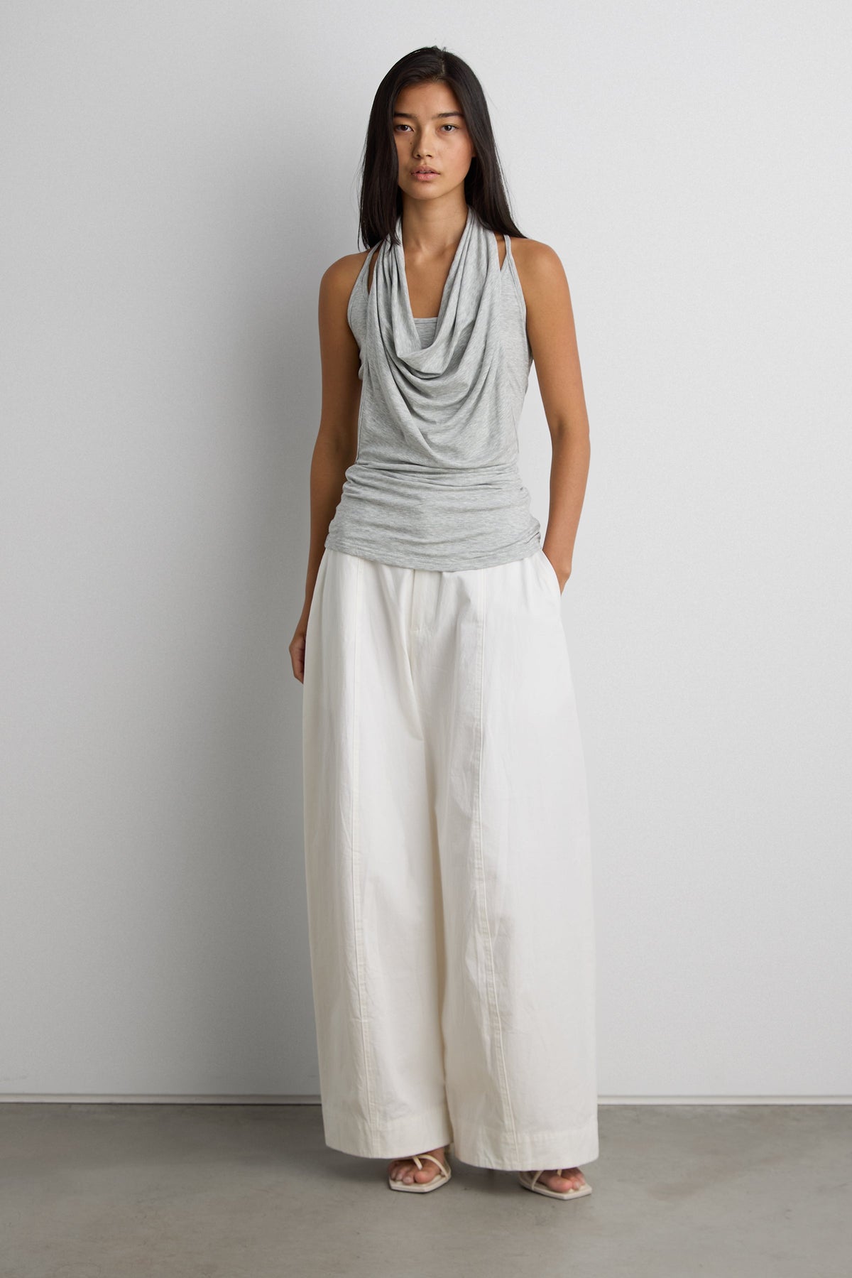 LAYERED COWL NECK TOP