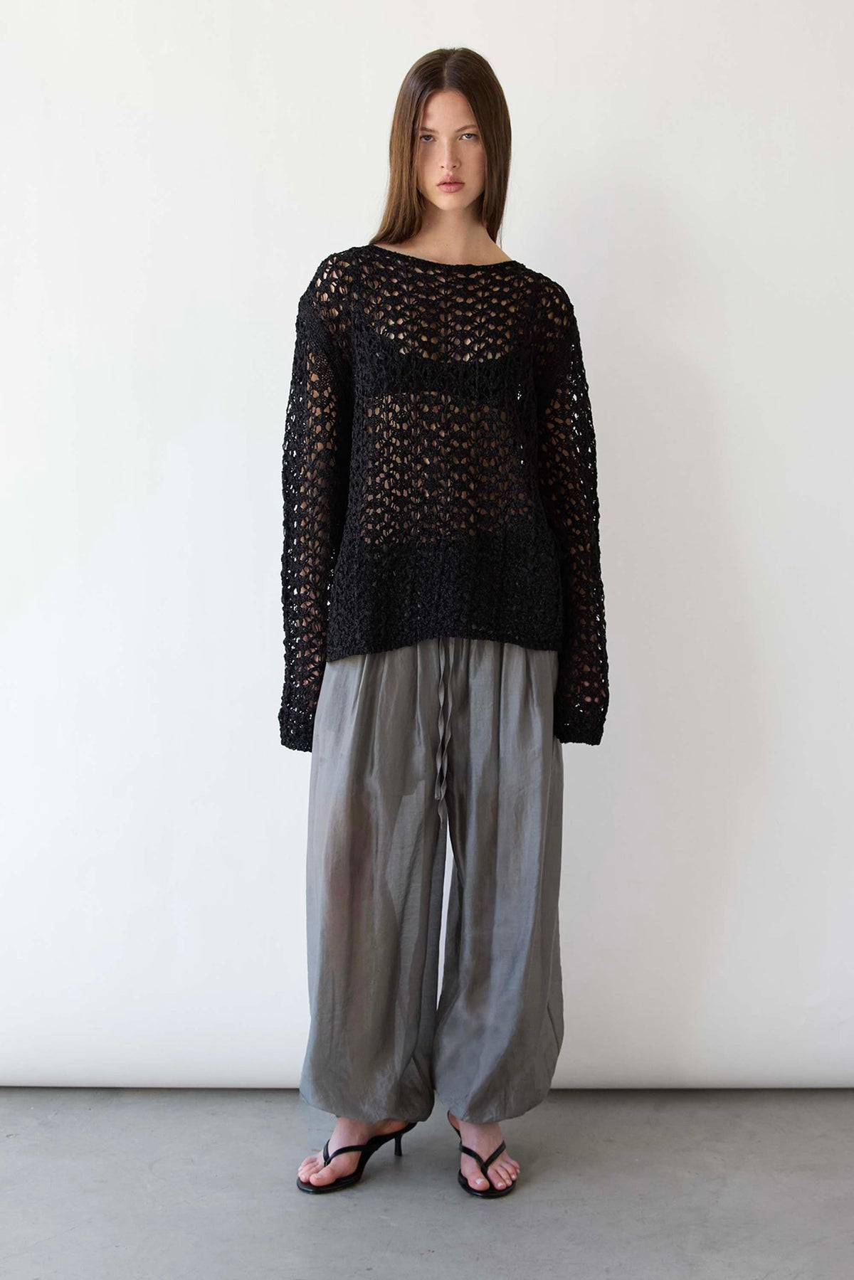 NET STITCH LONG SLEEVE TOP
