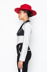 ACABELLA HALTER NECK TOP WHITE BLACK