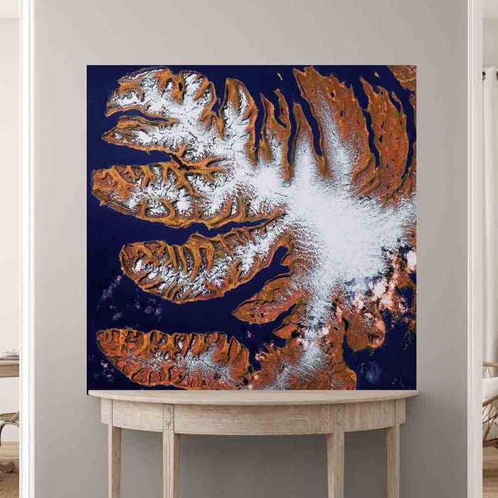 48x48 inch Fjords Satellite Decal Installed Above Console Table