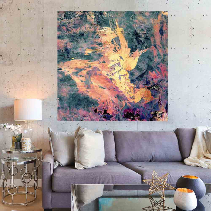 36x36 inch Great Scar Desert Satellite Poster Displayed Above Sofa