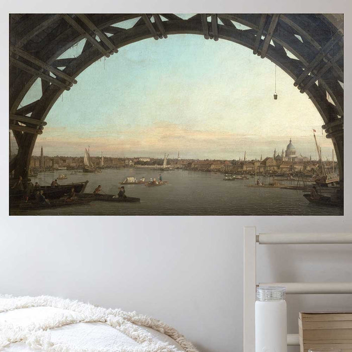 21.5x36 London Seen through an Arch of Westminster Bridge Decal Installed in Bedroom