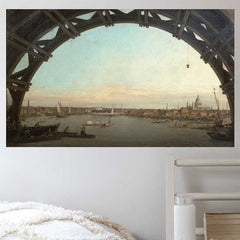 21.5x36 London Seen through an Arch of Westminster Bridge Decal Installed in Bedroom