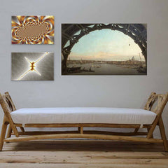 29x48 London Seen through an Arch of Westminster Bridge Decal Installed Above Bench