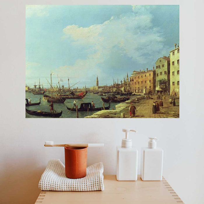 17.5x24 The Riva Degli Schiavoni Decal Installed in Bathroom