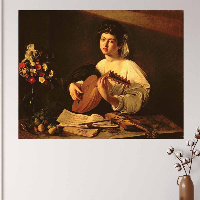 46.5x60 The Lute Player Decal Installed on Wall