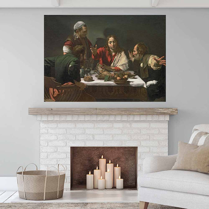 72 inch The Supper at Emmaus Decal Installed Above Fireplace