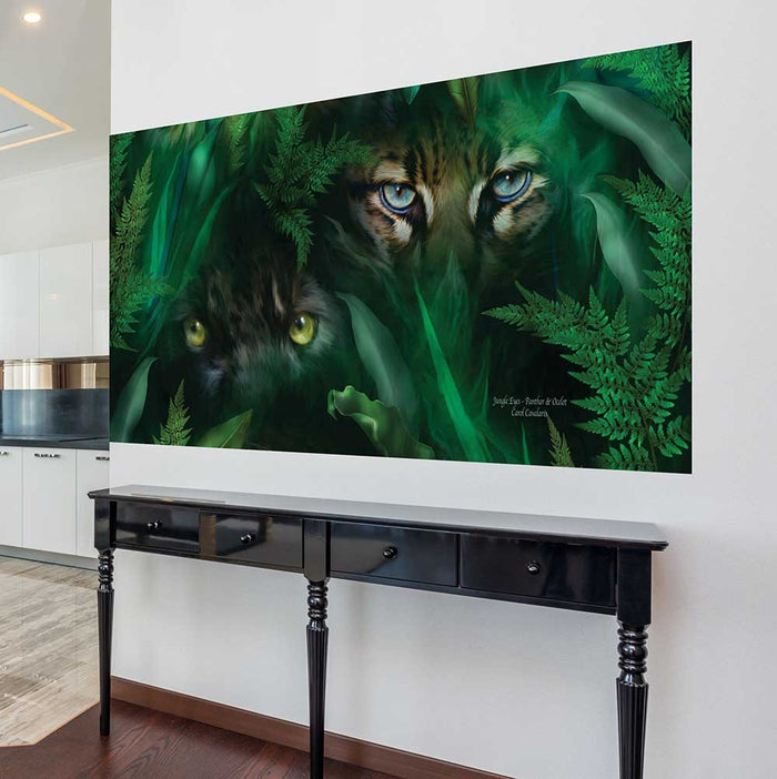 30x60 inch Panther & Ocelot Decal Installed Above Console Table